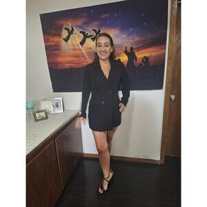 Haute Monde Romper Women’s Size Medium Black  Long Sleeve #64